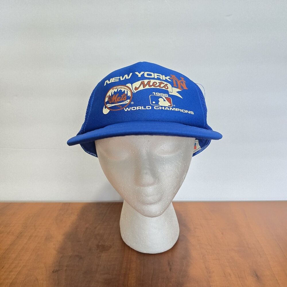 Vintage New York Mets 1986 World Champs Foam Front Mesh Back Snapback Hat OS